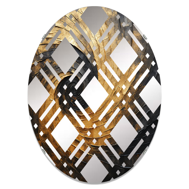 Miroir décoratif à carreaux en spirale doré noir I MIR106146 O, L 24 po x H 36 po