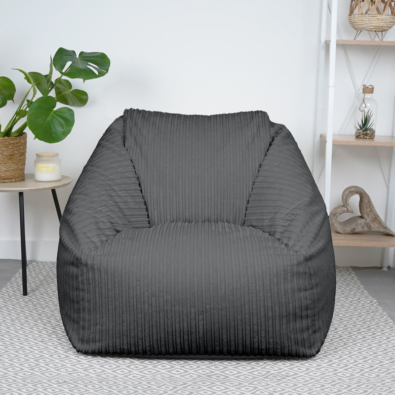 Polyester Refillable Bean Bag Chair, Grey