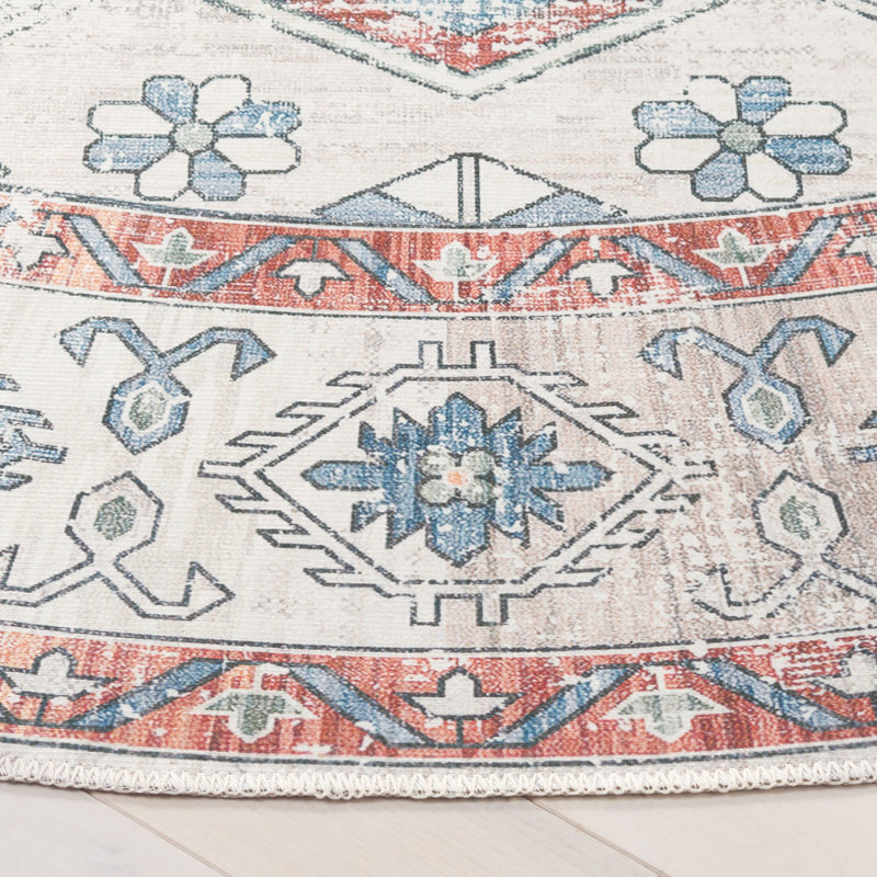 Raynika Performance Machine Washable Southwestern Rug, Round 6'