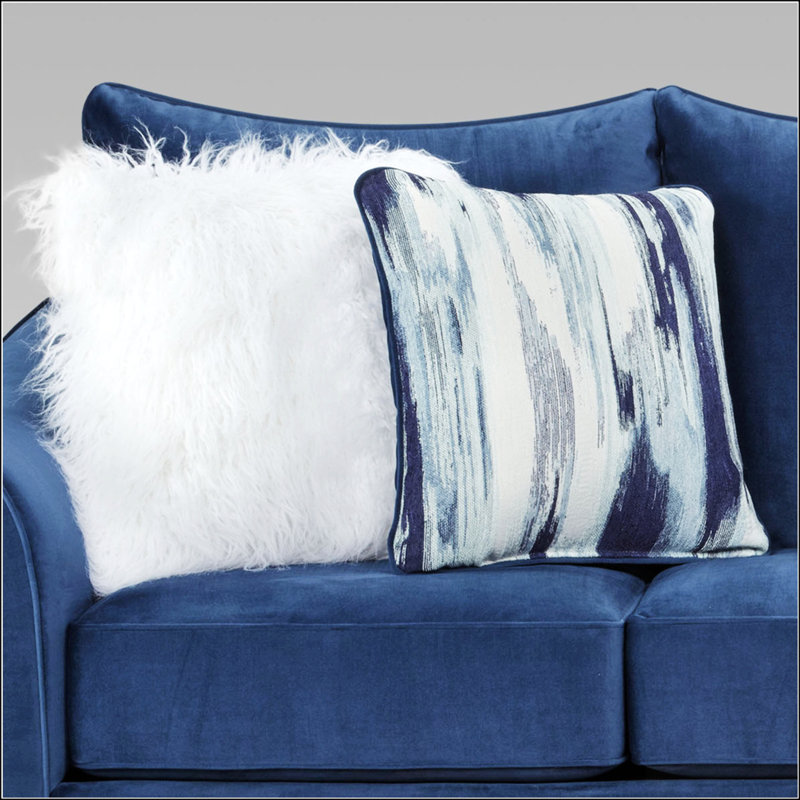 Fabric 4-Piece Neutral Textured Living Room Sofa Set, Navy Blue Polyester