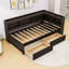 Lit plateforme en L avec deux tiroirs, tablettes et ports USB-387958047-387958045