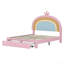 Lit double tapissier arc-en-ciel pleine grandeur, lit plateforme en velours avec tiroir de rangement, sans sommier, coloré et rose-421584831