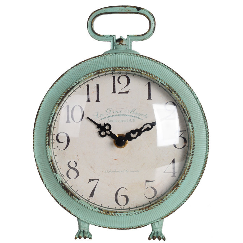 Analog Quartz Movement / Crystal Tabletop Clock in Turquoise