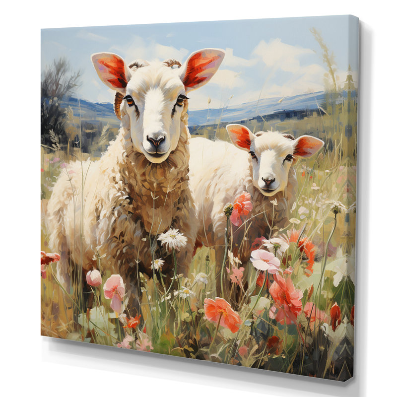 Troupeau de moutons moelleux I sur toile, H 16 po x l 16 po x P 1 po, Toile tendue