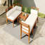 Ensemble de canapé de patio 6 pièces, ensemble de conversation modulaire d'extérieur en bois d'acacia, ensemble de conversation en forme de L, lit de jour convertible avec table à thé, repose-pieds, 5 coussins et coussins, teck et beige