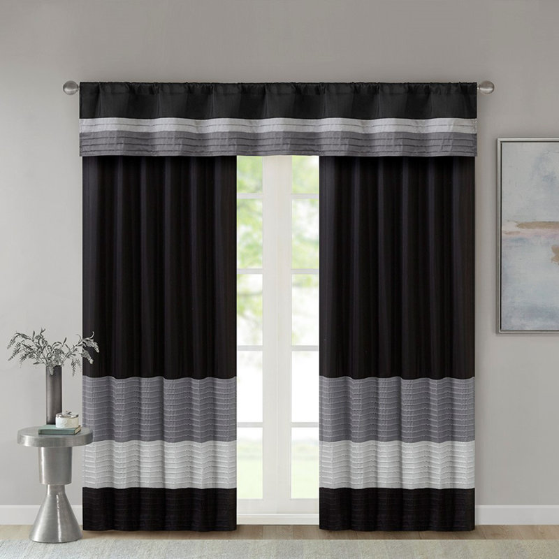 Polyoni Pintuck Curtain Panel(Only 1 Pc Panel), Blue
