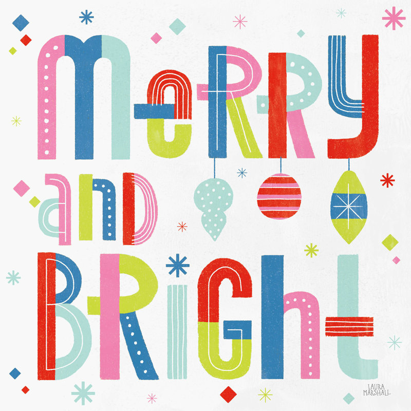 Retro Holiday IV Bright, H 20 po x l 20 po, Non, Black Floater Framed