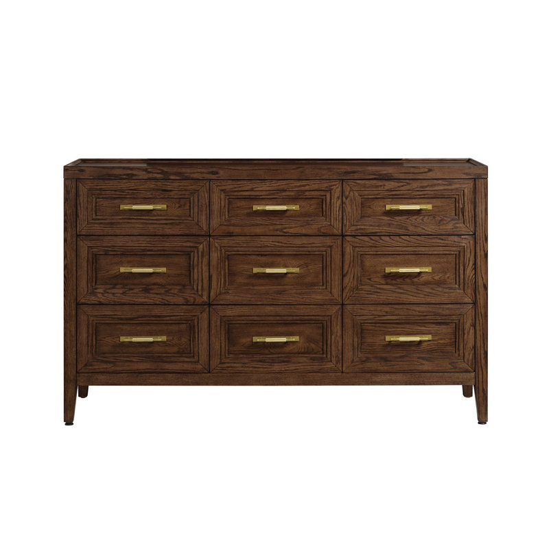 Marlow 9-Drawer Solid Red Oak Dresser, Sable