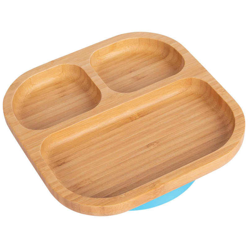 Tiny Dining - Divided Bamboo Suction Plate, Blue