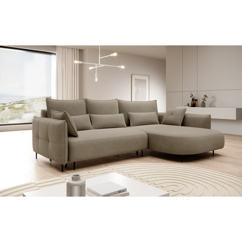 Bairo 3 Seater Fabric Reclining Sofa & Chaise, Right Hand Facing, Brown