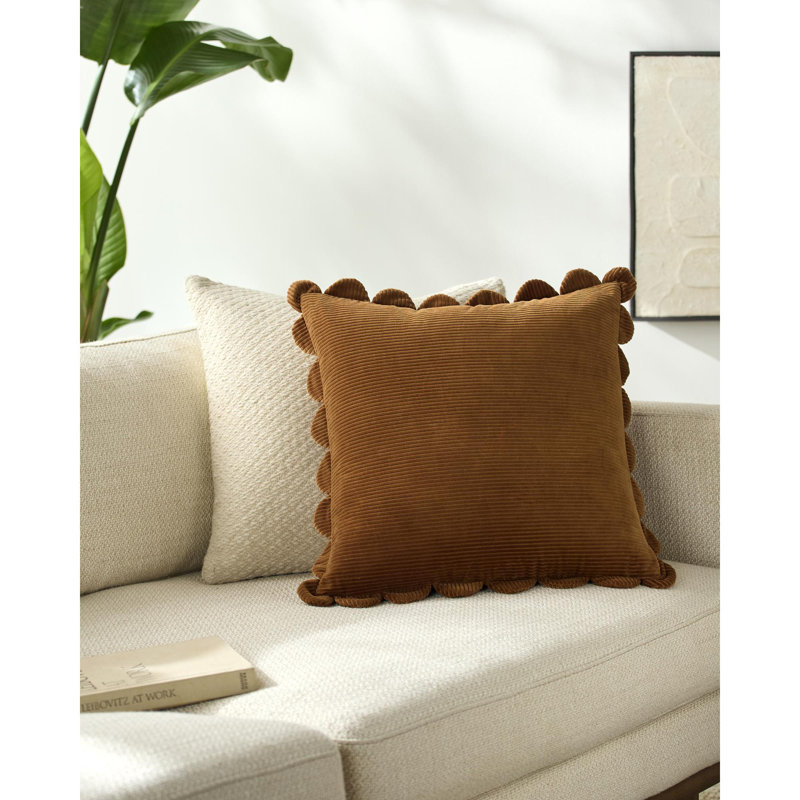 Corduroy Quarters Accent Pillow, Polyester, Tan, Square 18"