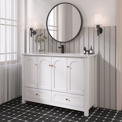 48 Inches Freestanding Bathroom Vanity Set With White Ceramic Basin