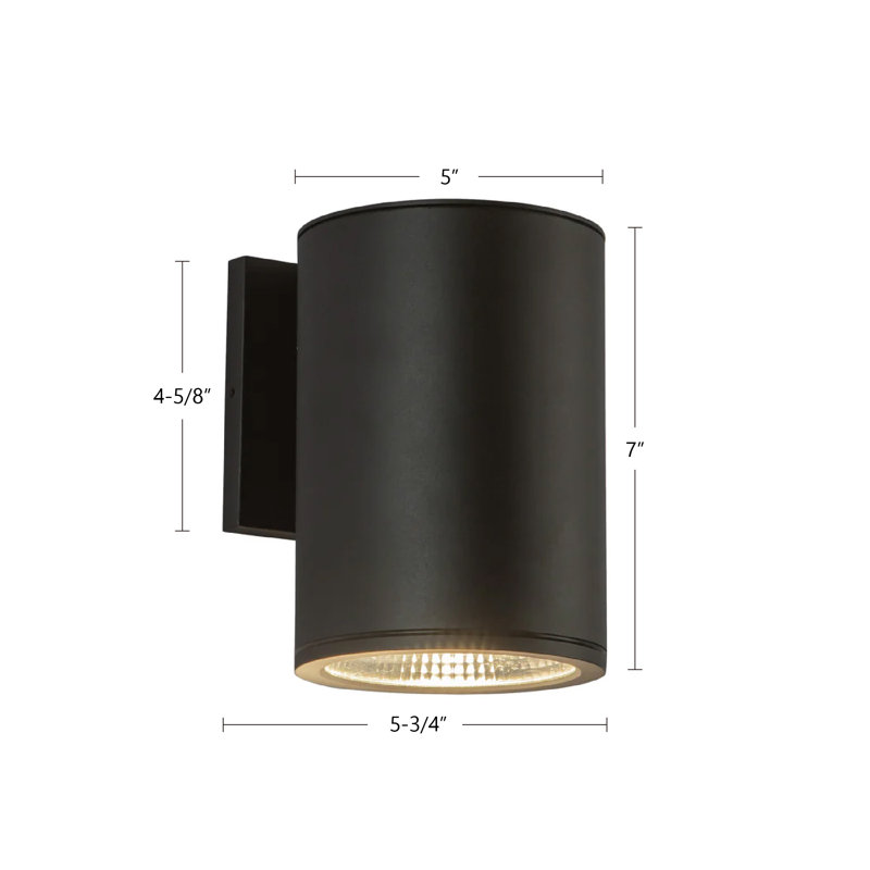 Mur extérieur à DEL blanche Nordic 7 po (5 po de diamètre), H 7 po x l 5 po x P 5,75 po, Blanc, 15W