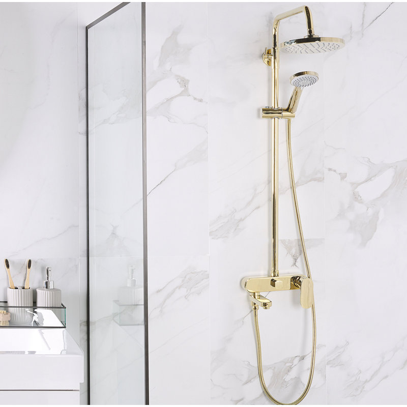 Milsom Thermostatic Shower with Dual Shower Head, Gold