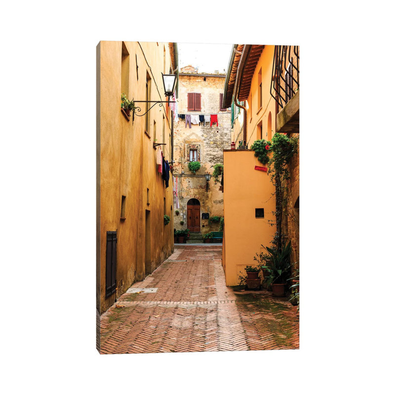 Italy, Tuscany, Province Of Siena, Chiusure. Hill Town. Narrow Passageway. by Emily Wilson - Wrapped Canvas Gallery-Wrapped Canvas Giclée