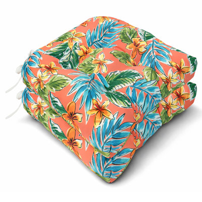 Set Of 2 Outdoor Chair Cushions 19x19, Tufted Seat Pads With Ties, Water-resistant Patio Cushions