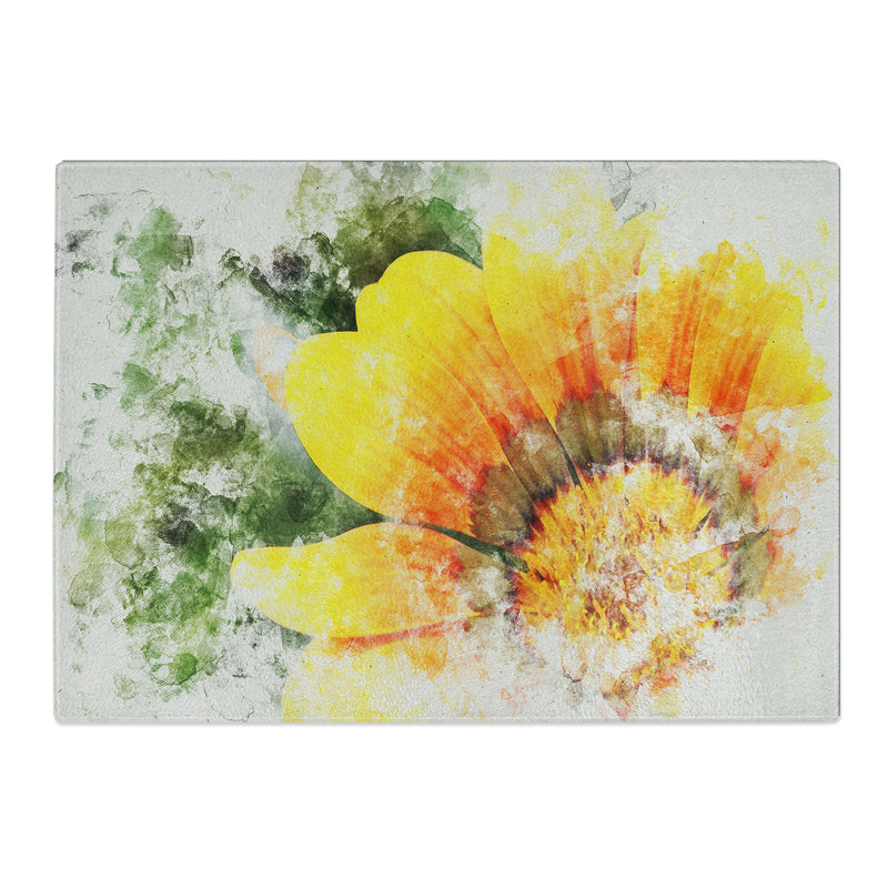 Flower Watercolour Chopping Board, 0.4cm H x 28.5cm W x 39cm L