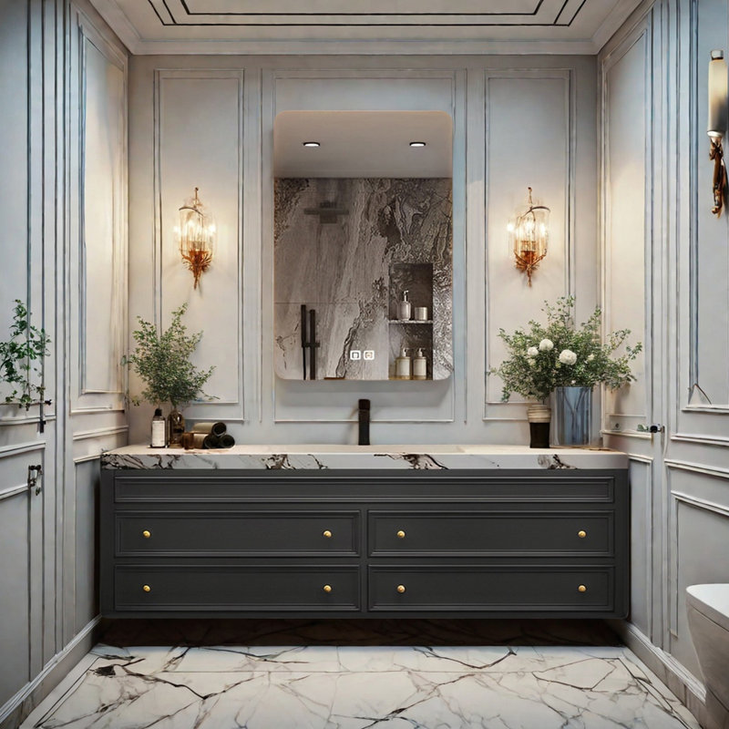 Armoire de salle de bain moderne française, H 19,68 po x l 51,18 po x P 19,68 po