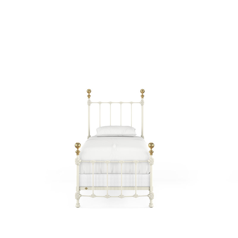 151 Palatial Bed | Complete Standard, Twin, Gloss Off-White/Antique Gold
