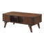 Walnut Veneer Table With 2 Shelves And Tambour Doors For Mid-Century Modern Living Rectangular Room In Finish
