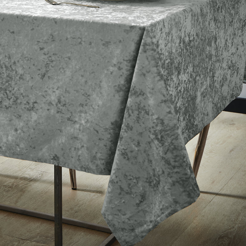 Crushed Velvet Table Cloth, 137cm W x 178cm L, Silver