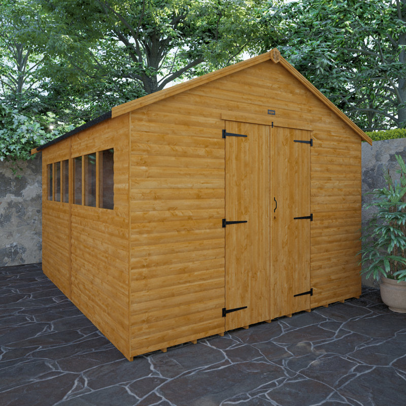 10 ft. W x 12 ft. D Solid Wood Shiplap Apex Workshop