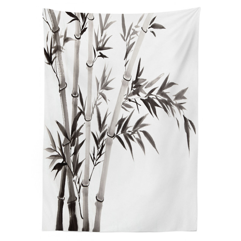 Traditional Bamboo Leaves Meaning Wisdom Growth Renewal Unleash Your Power Artprint Tablecloth, 90" x 60"
