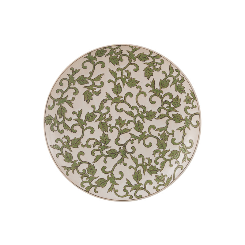 PLATE DECORATIVE YEZI PORCELAIN GREEN/WHITE