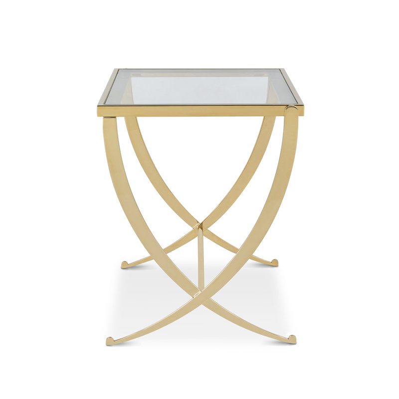 Glass End Table, Brass