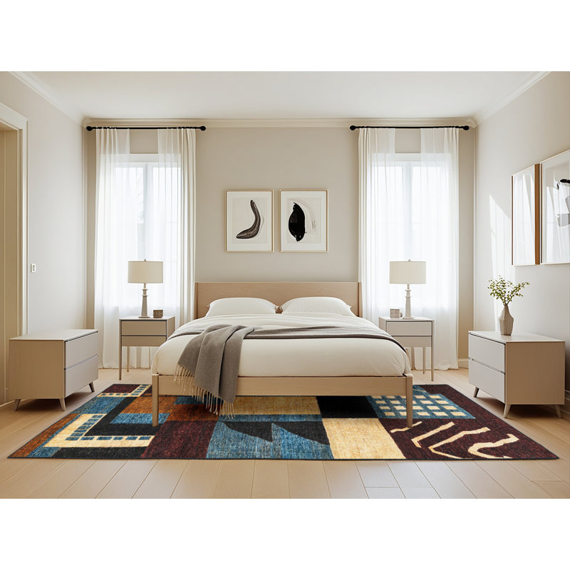 Geometric Indoor Rug, Rectangle 5' x 8'