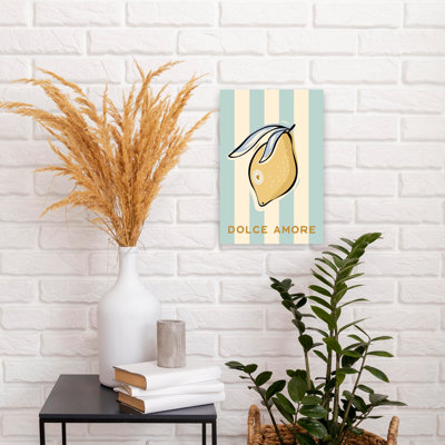 Dolce Amore Lemon Modern Whimsical Abstract Fruit Summer Wall Art Print by Dominique Vari - Wrapped Canvas Print