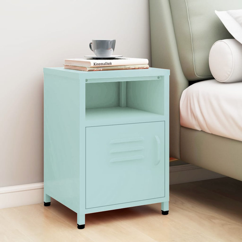 Bren 35cm W Steel Bedside Table, Mint Green, Individual