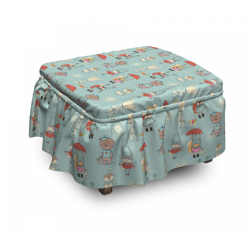 Housse pour repose-pieds animaux en hiver doodle