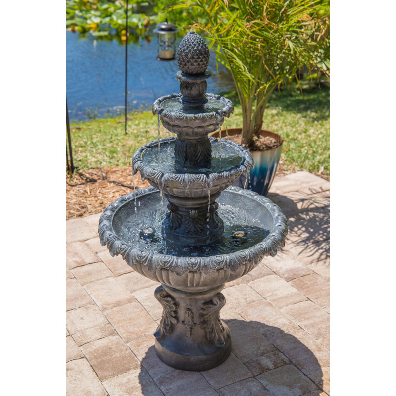 Ibiza 3-Tier Floor Fountain - Zinc, Zinc, 45" H x 25.5" W