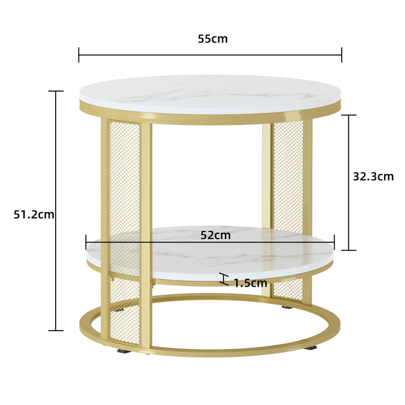 Marble Coffee Table Sofa Side End Tables Bedside Tables Furniture With Solid Metal Frame