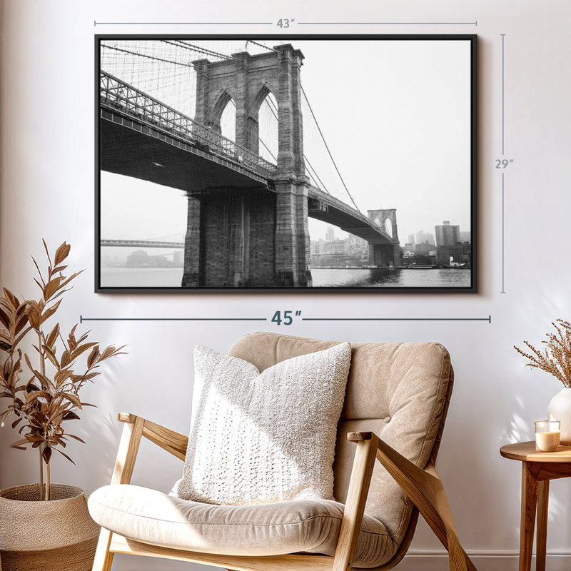 " Monochromatic Brooklyn Bridge Wall Art ", 29" H x 43" W