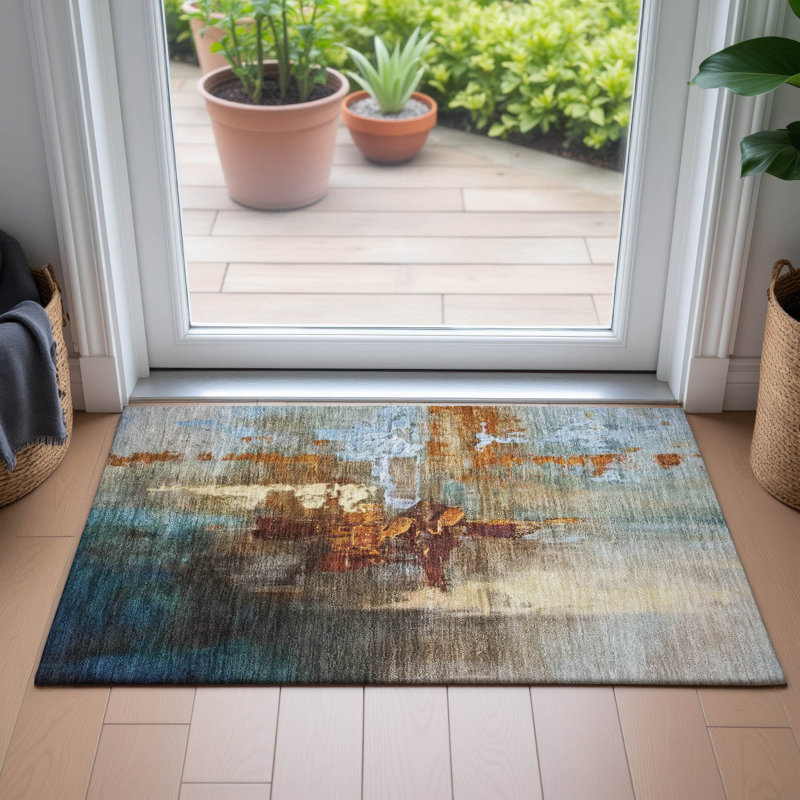 Machine Washable Indoor/Outdoor Cadence ACN2157 Abstract Rug, Rectangle 1'8" x 2'6"