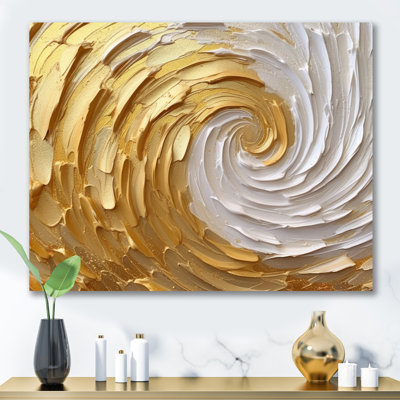 Gold And Cream Enchanted Whirls I - Abstract Spirals Wall Art Living Room