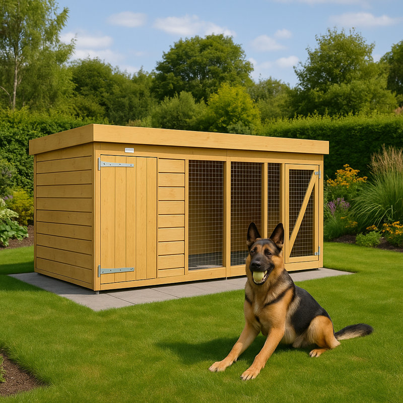 Dog Kennel and Run, 127cm H x 243cm W x 127cm D