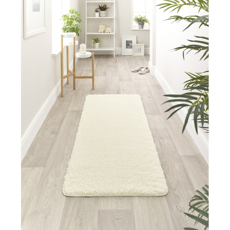Solid Colour Shaggy Area Rug Ivory