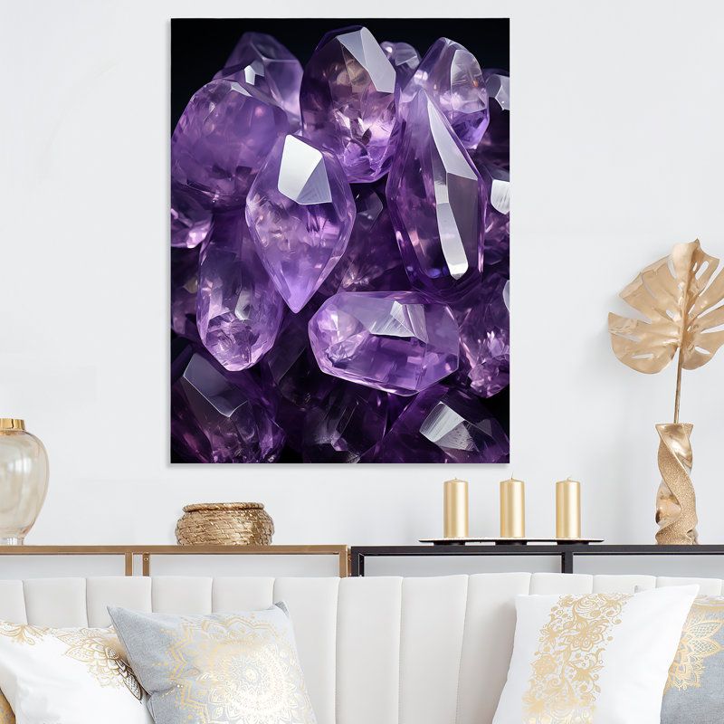 «Mauve Amethyst Geode Essence 2», art mural en métal géode de pierre, H 32 po x l 16 po x P 1 po