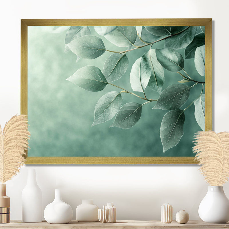 Feuilles de jade monochromes luxuriantes I - feuilles, art mural, Reproduction encadrée d'une seule photo, H 30 po x l 40 po