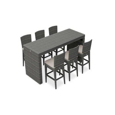 District 7 Piece Sunbrella Bar Height Dining Set With Cushion