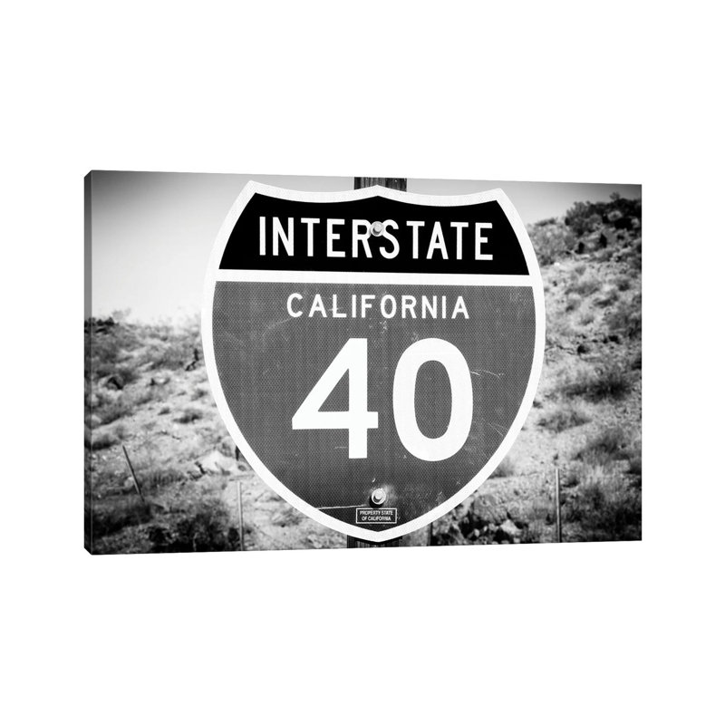 Black California Series - Interstate 40 - Wrapped Canvas Print, 20.32 cm H x 30.48 cm W