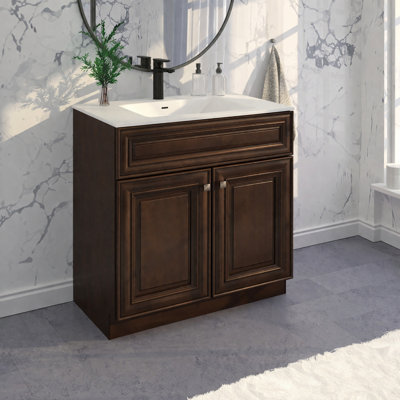 36'' Single Bathroom Vanity Sink Base Cabinet in Maple Walnut