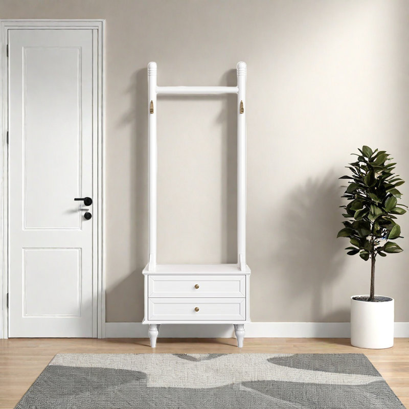 Robust Wooden Closet with Enhanced Storage, Ivory