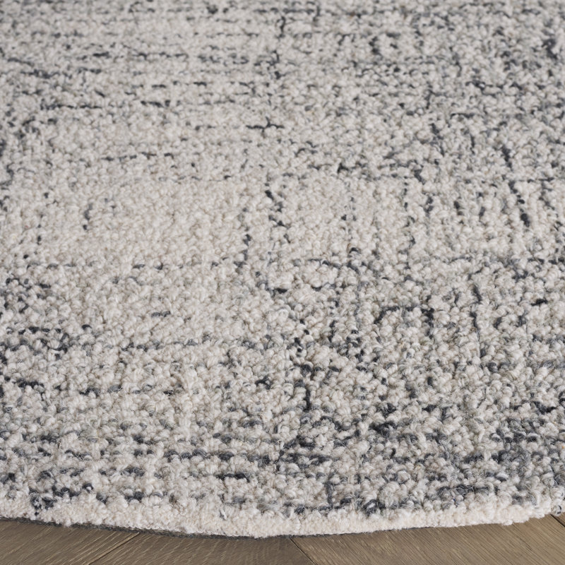 Abstract Hand Tufted Wool Abstract Rug, Round 6'
