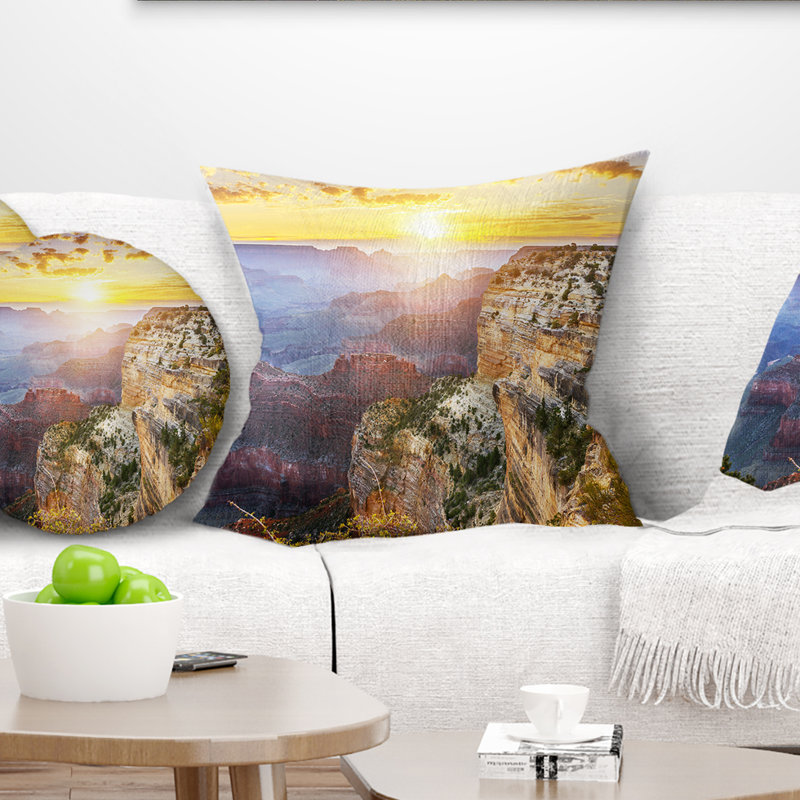 Grand Canyon Landscape - Coussin à imprimé paysage, 16 po x 1 po, Coussin décoratif