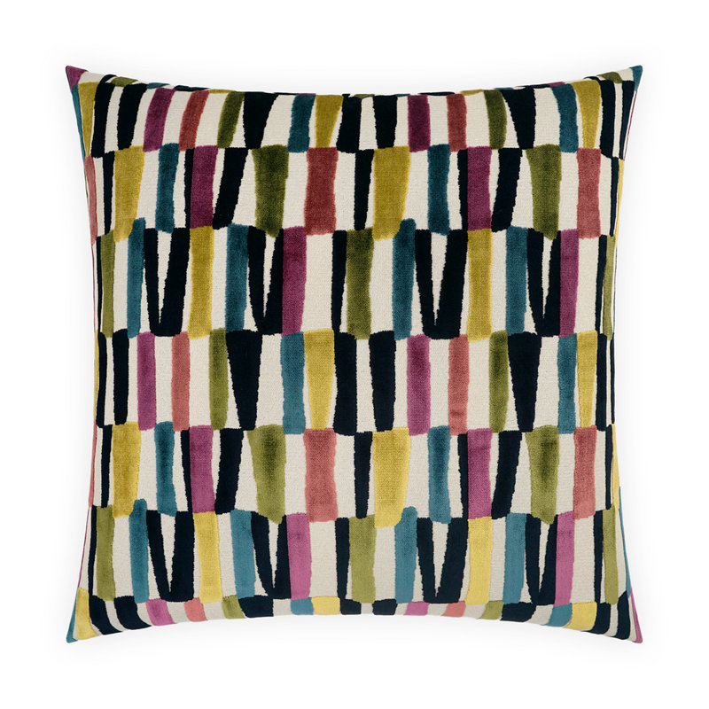 Coussin décoratif Strata, Indigo avec motif géométrique, Rectangle H 14 po x l 24 po