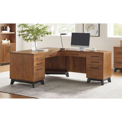 Annalaura L-Shaped Executive Desk with Built-In Electrical Outlet